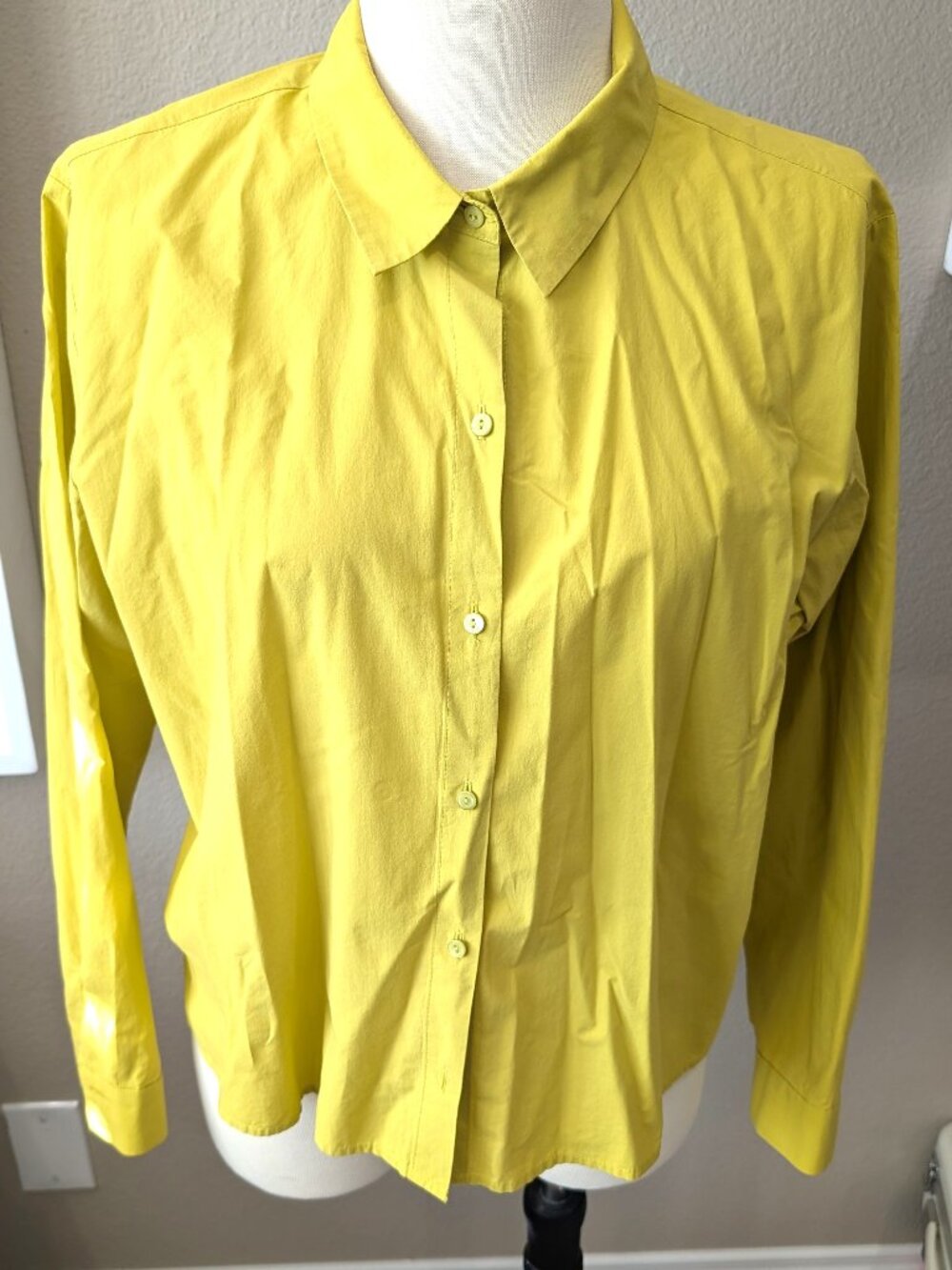 Eileen Fisher Organic Cotton Long Sleeve Button Shirt, Goldenrod Yellow, L